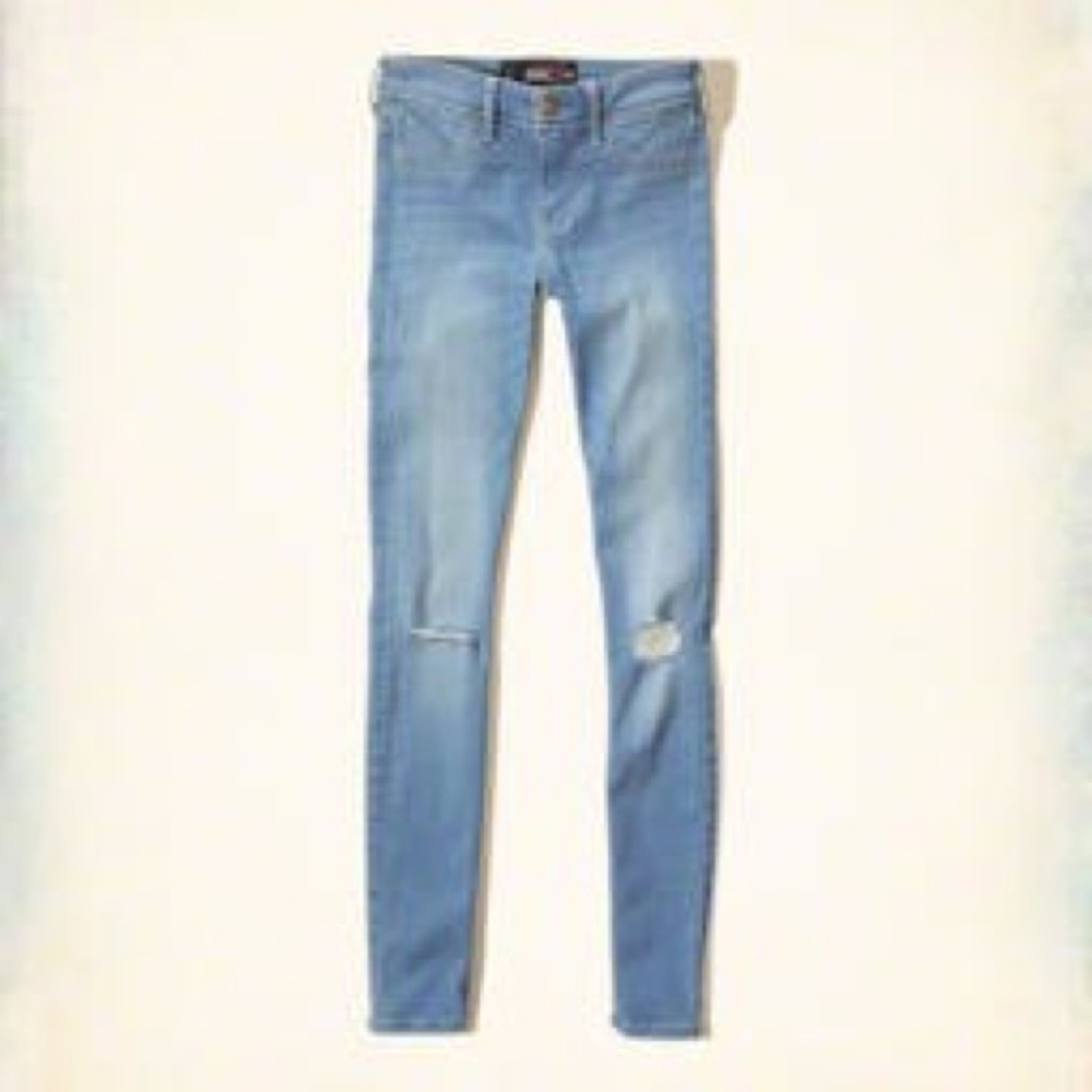 Hollister Medium Wash Destroyed Jeggings